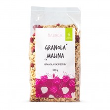 Homemade granola with raspberries