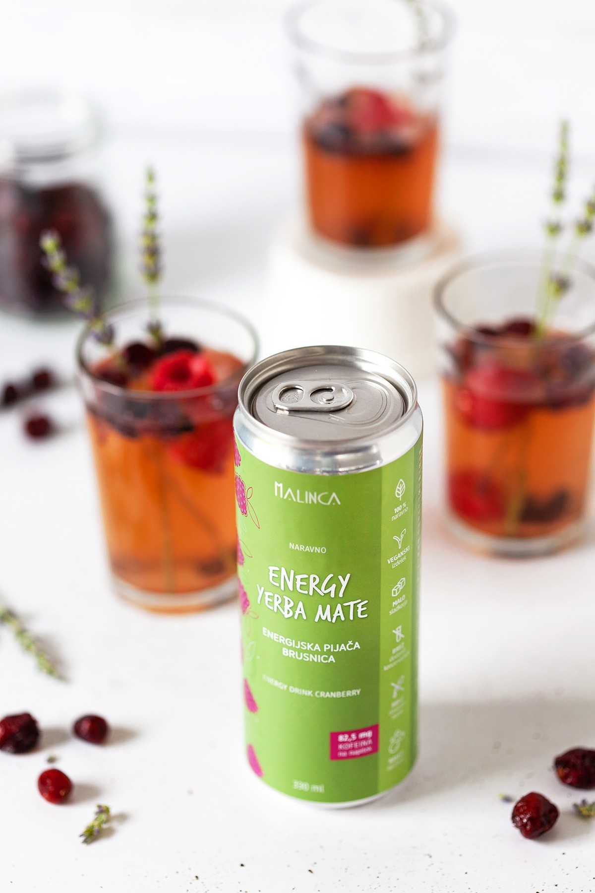 Natural energy drink cranberry