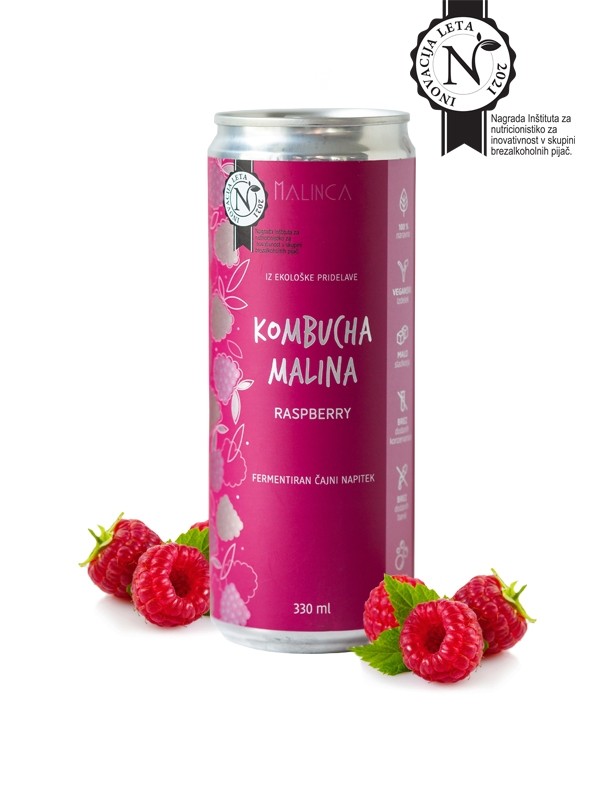 Kombucha malina iz ekološke pridelave 330ml