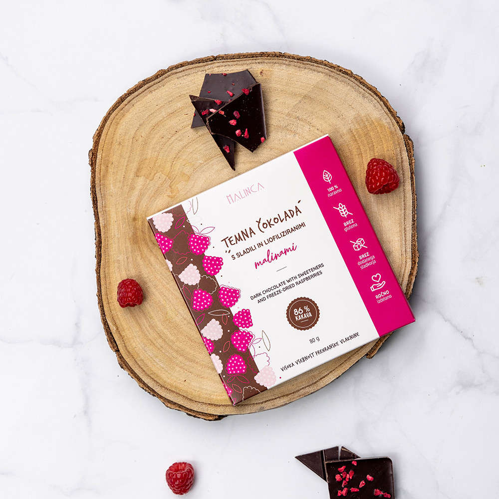 Dark chocolate with stevia - raspberry